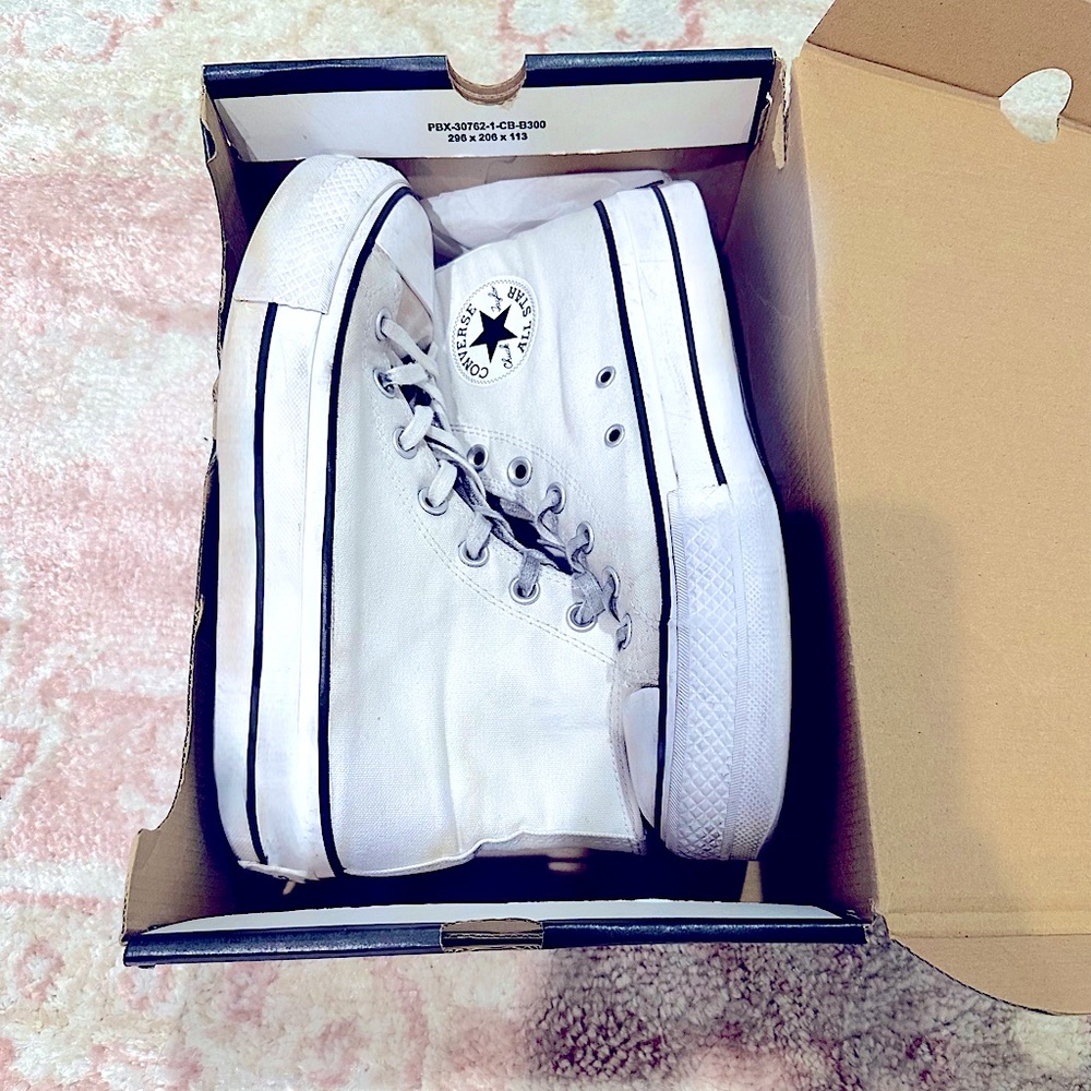 White Hightop Platform Converse